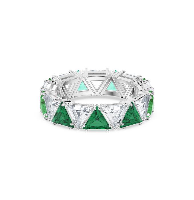 Matrix Triangle cocktail ring, Triangle cut crystals, Green
