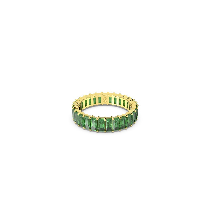 Matrix ring, Baguette cut, Green, Gold-tone plated, size 50, 52