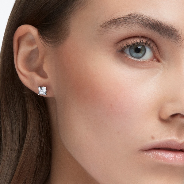 Auskari, Balts, Rodija pārklājums Stilla Swarovski 2