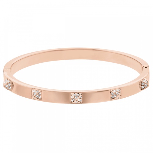 Жёсткий браслет, Белый, Покрытие оттенка розового золота Dextera Swarovski