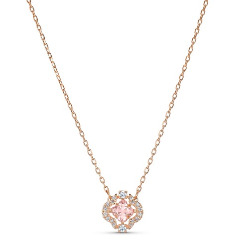 Колье, Розовый, Покрытие оттенка розового золота Una Swarovski