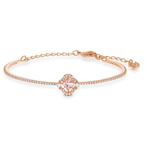 Жёсткий браслет, Розовый, Покрытие оттенка розового золота Una Angelic Swarovski