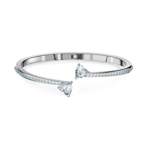 Жёсткий браслет, Белый, Родиевое покрытие Mesmera Swarovski