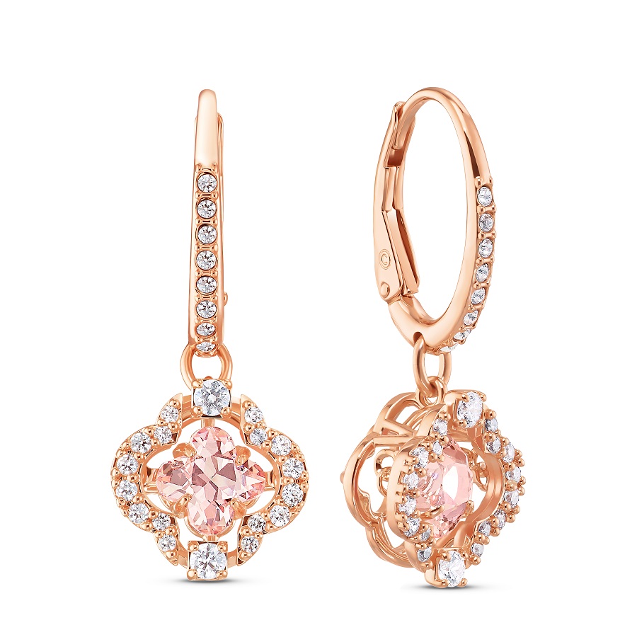 Auskari, Rozā, Rozā zelta toņa pārklājums Una Swarovski 2