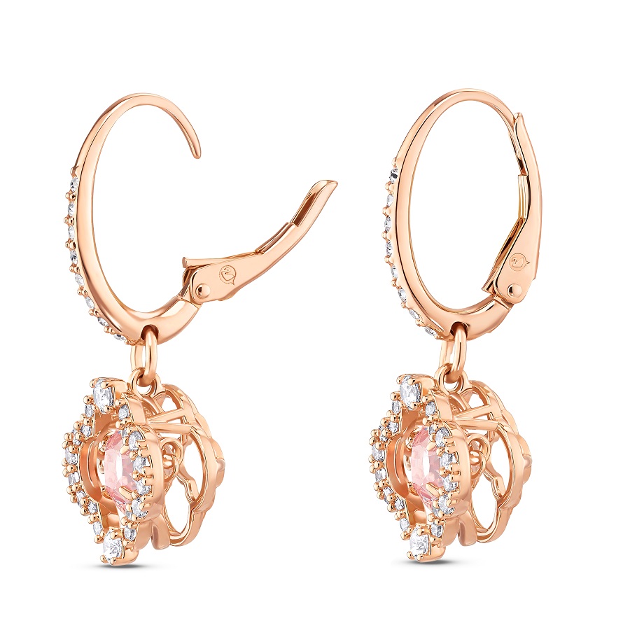 Auskari, Rozā, Rozā zelta toņa pārklājums Una Swarovski 3
