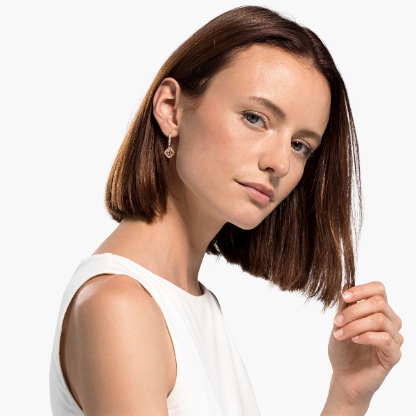 Auskari, Rozā, Rozā zelta toņa pārklājums Una Swarovski 4