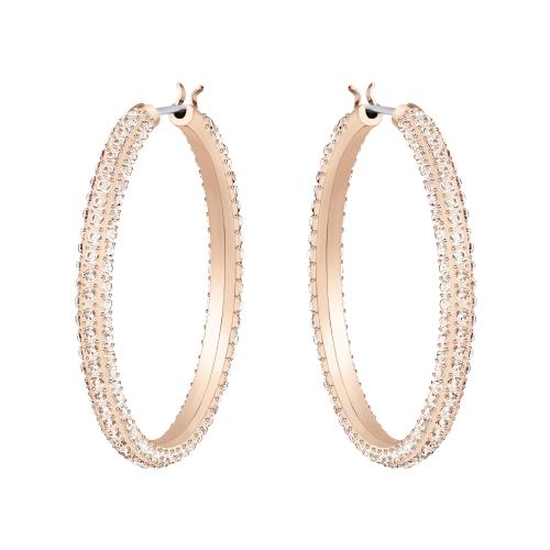Серьги-обручи, Розовый, Покрытие оттенка розового золота Stone Swarovski