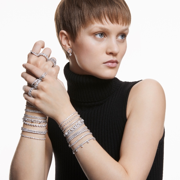 Auskari, Balts, Rodija pārklājums Constella Swarovski 3