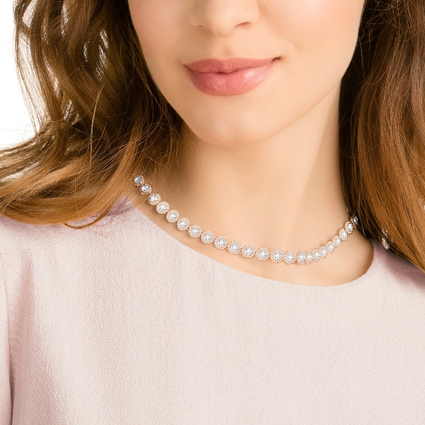 Kaklarota, Balts, Rozā zelta toņa pārklājums Una Swarovski 2