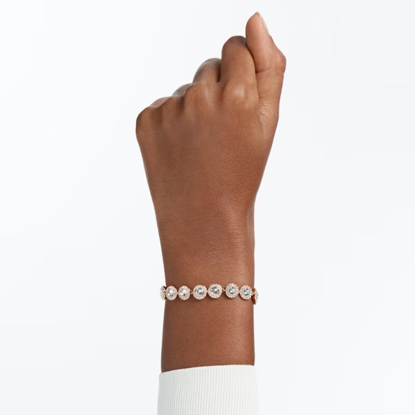 Rokassprādze, Balts, Rozā zelta toņa pārklājums Una Swarovski 3