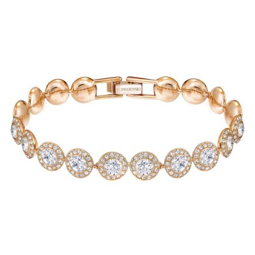Браслет, Белый, Покрытие оттенка розового золота Una Swarovski