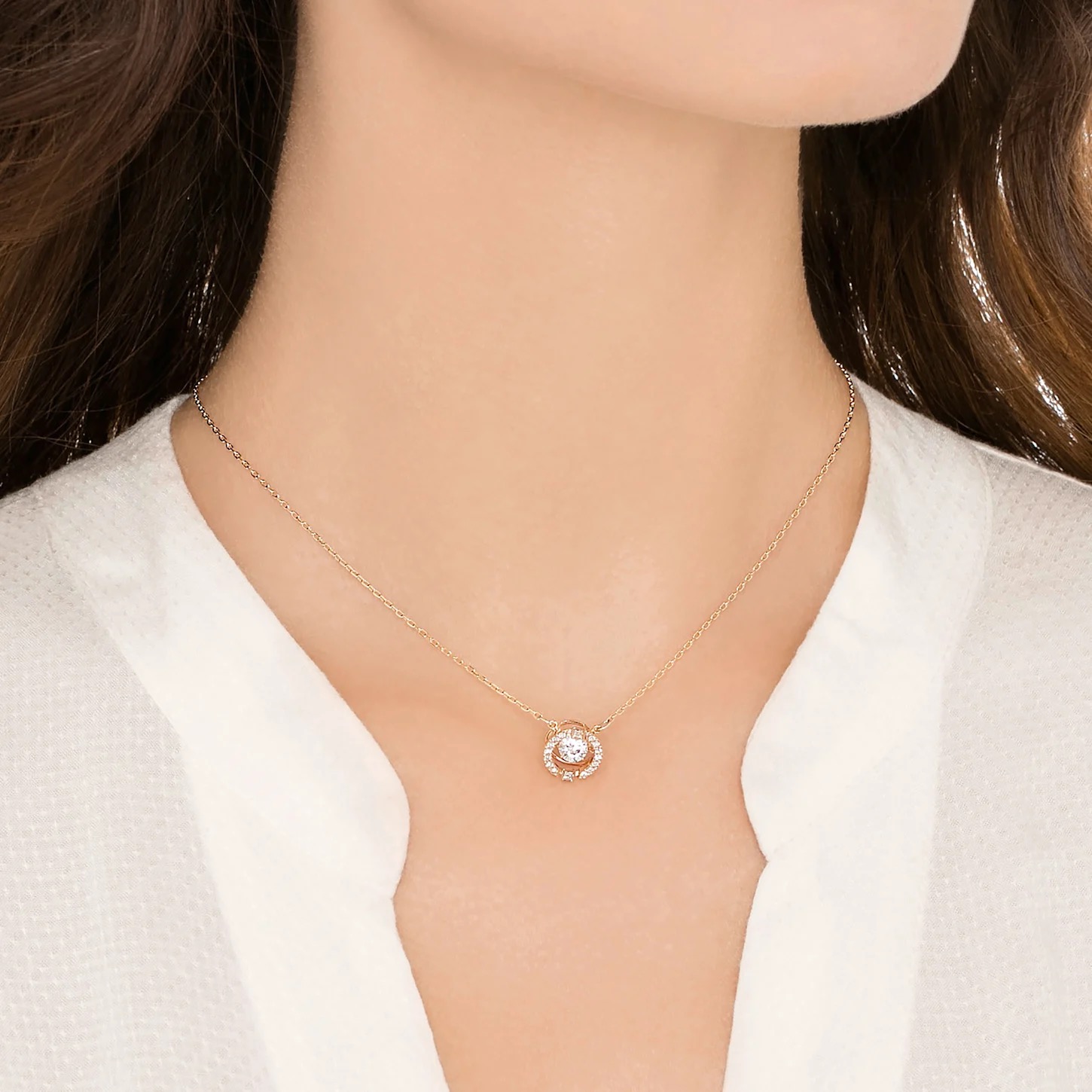 Kaklarota, Balts, Rozā zelta toņa pārklājums Una Swarovski 3
