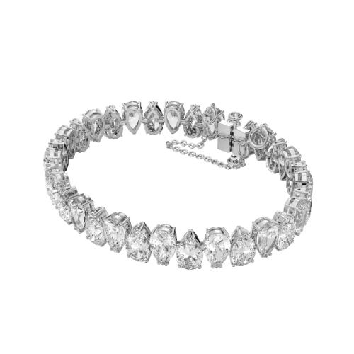 Браслет, Кубический цирконий Swarovski грушевидной огранки, Белый, Родиевое покрытие Matrix Swarovski