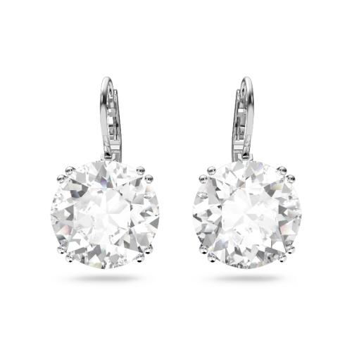 Auskari, Apaļi griezuma kristāli, Balts, Rodija pārklājums Millenia Swarovski