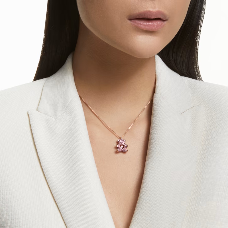 Kulons, Rozā, Rozā zelta toņa pārklājums Teddy Swarovski 6