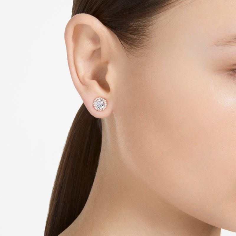 Nagliņauskari, Apaļais griezums, Pavé, Balts, Rozā zelta toņa pārklājums Una Swarovski 4
