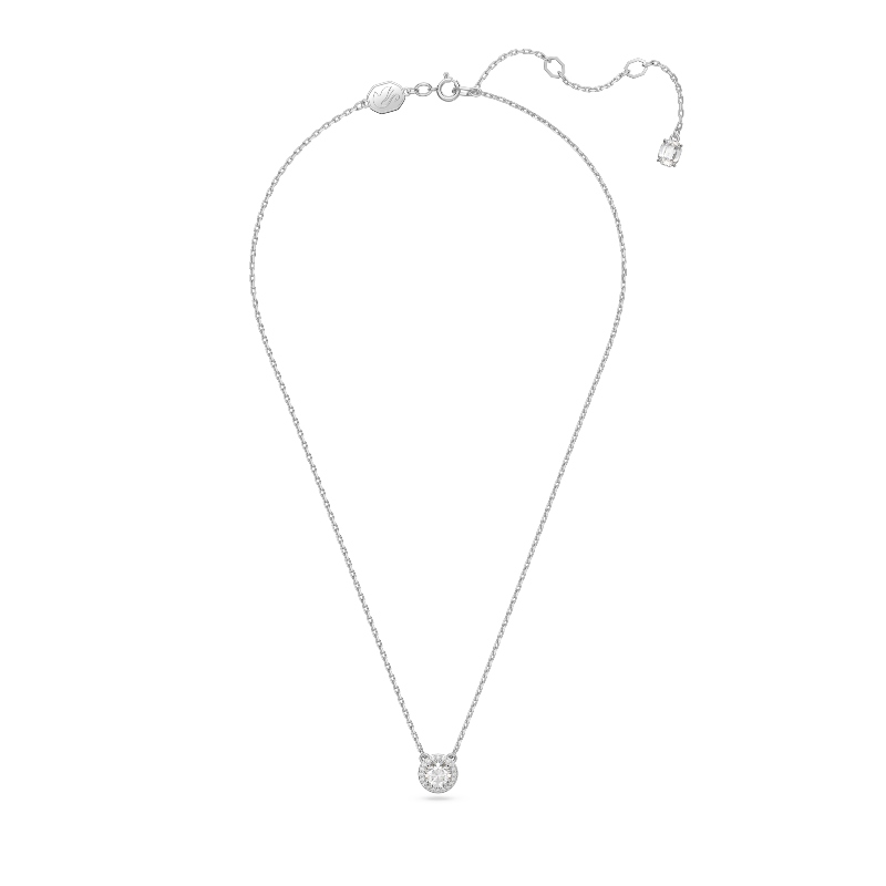 Kulons, Apaļais griezums, Pavé, Balts, Rodija pārklājums Una Swarovski 2
