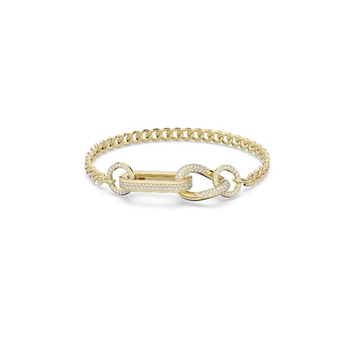 Жёсткий браслет, Покрытие оттенка золота, Кристалл DEXTERA CHAIN Swarovski