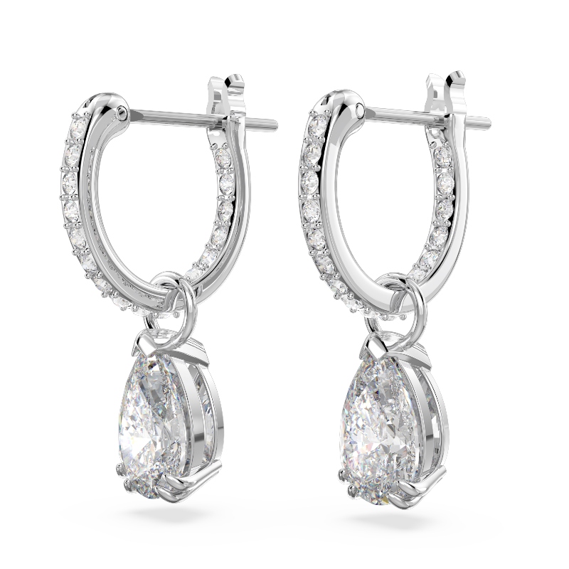 Auskari-rinķi, Pērļu griezuma kristāli, Balts, Rodija pārklājums Stilla Swarovski 2