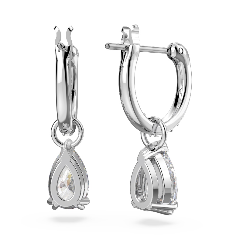 Auskari-rinķi, Pērļu griezuma kristāli, Balts, Rodija pārklājums Stilla Swarovski 3