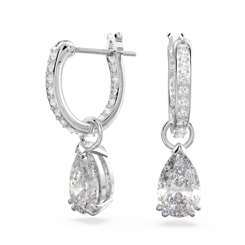 Auskari-rinķi, Pērļu griezuma kristāli, Balts, Rodija pārklājums Stilla Swarovski