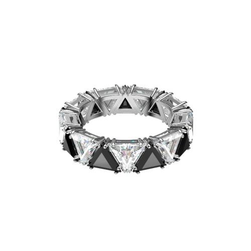 Gredzens, Melns- Balts, Rodija pārklājums Swarovski