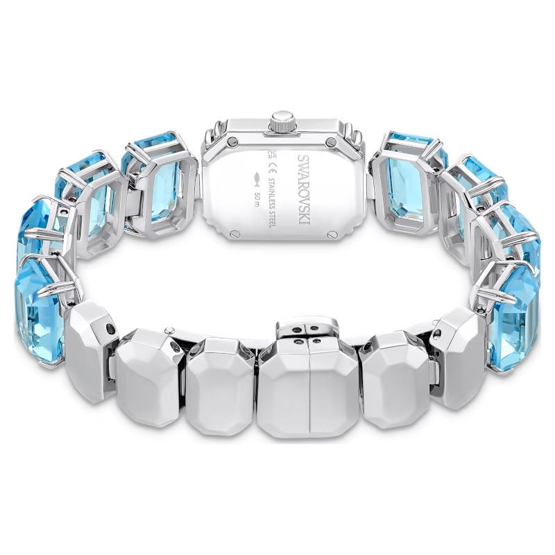 Часы, Кристаллы огранка октагон, Синий, Родиевое покрытие Millenia Swarovski 3