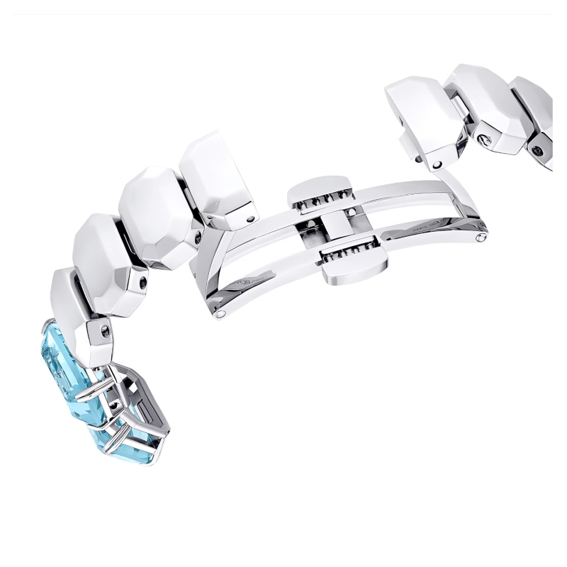 Часы, Кристаллы огранка октагон, Синий, Родиевое покрытие Millenia Swarovski 6