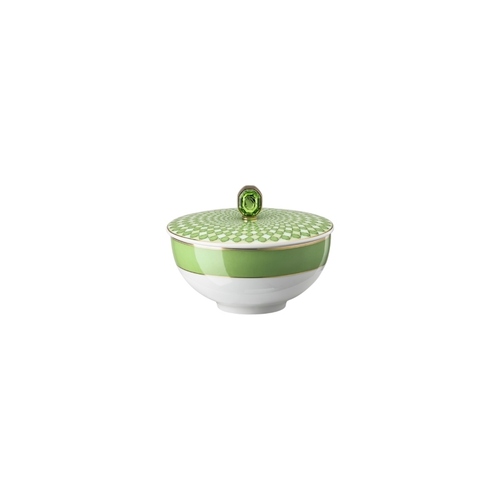 Rice bowl with lid, Green 12 cm Signum Swarovski x Rosenthal