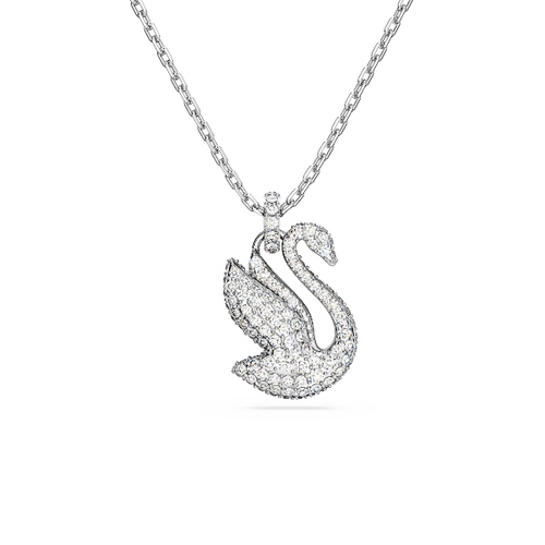 Подвеска, Лебедь, Малый, Белый, Родиевое покрытие Swarovski