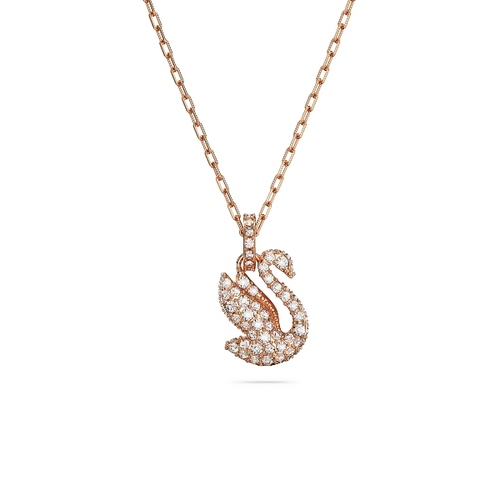 Подвеска, Лебедь, Малый, Белый, Покрытие оттенка розового золота Swarovski