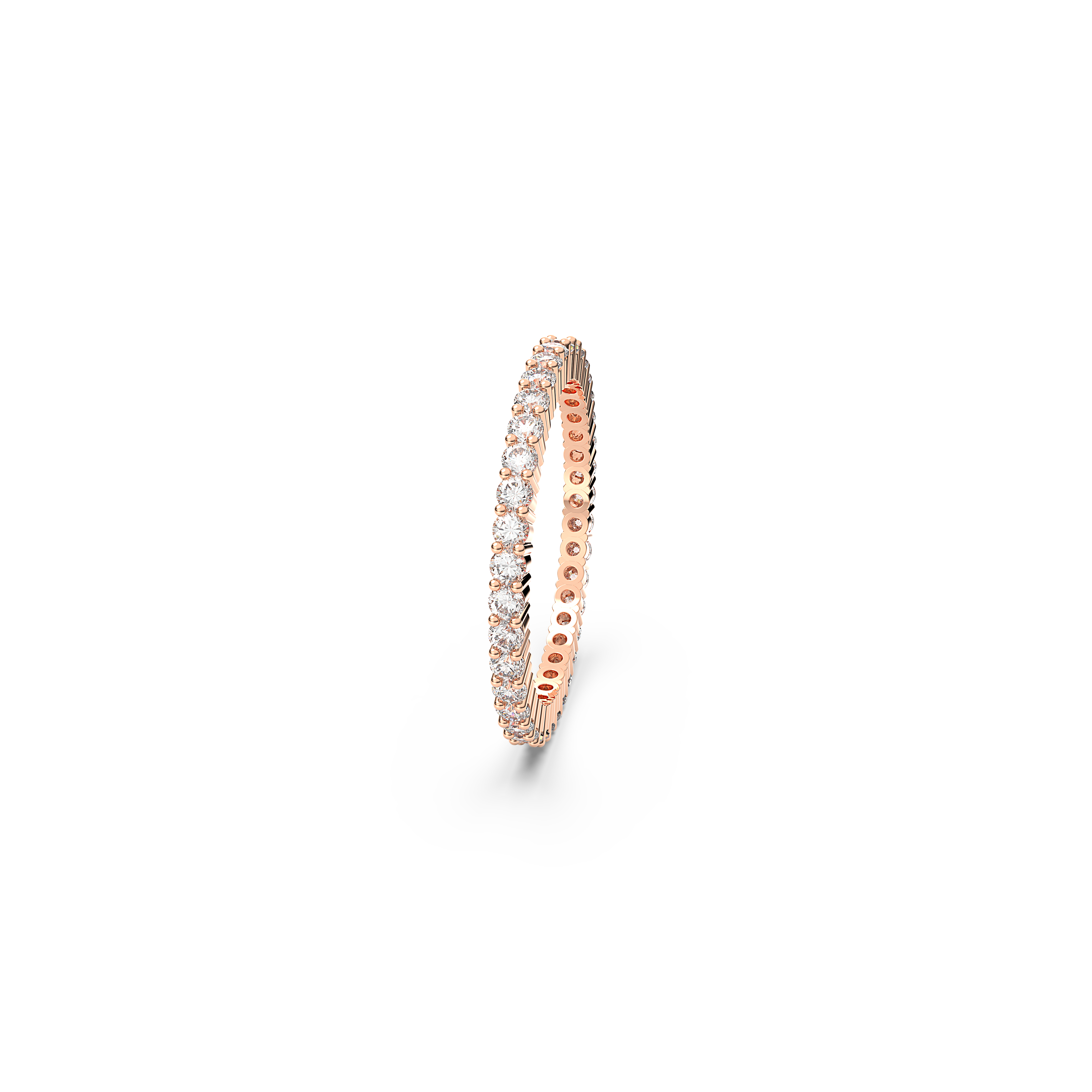 Gredzens, Apaļais griezums, Balts, Rozā zelta toņa pārklājums Matrix Swarovski 3