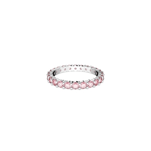 Gredzens, Apaļais griezums, Rozā, Rodija pārklājums Matrix Swarovski