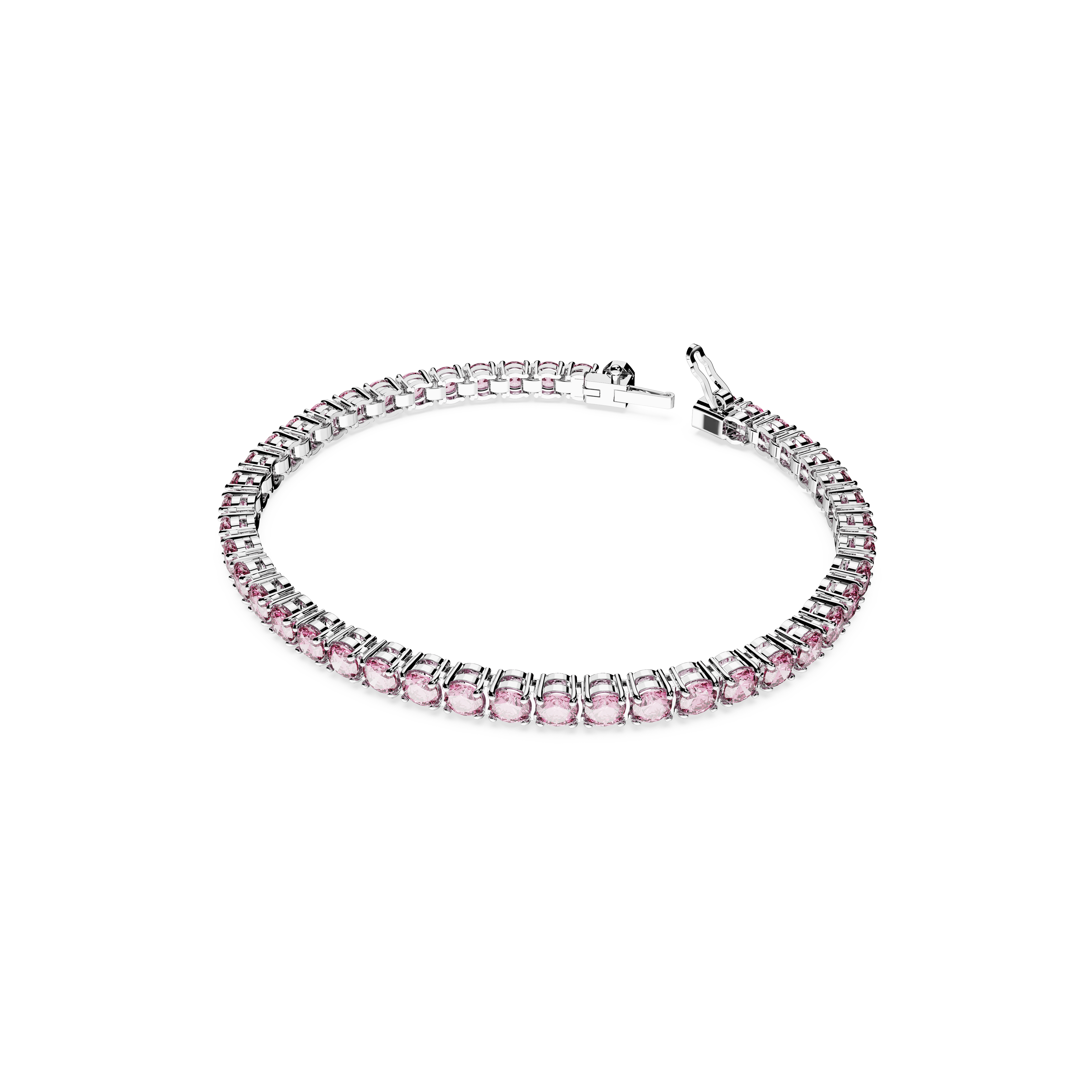 Браслет, Круглая огранка, Розовый, Родиевое покрытие Matrix Swarovski 2