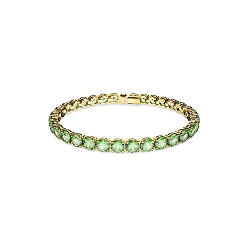 Браслет, Круглая огранка, Зеленое, Покрытие оттенка золота Matrix Tennis Swarovski