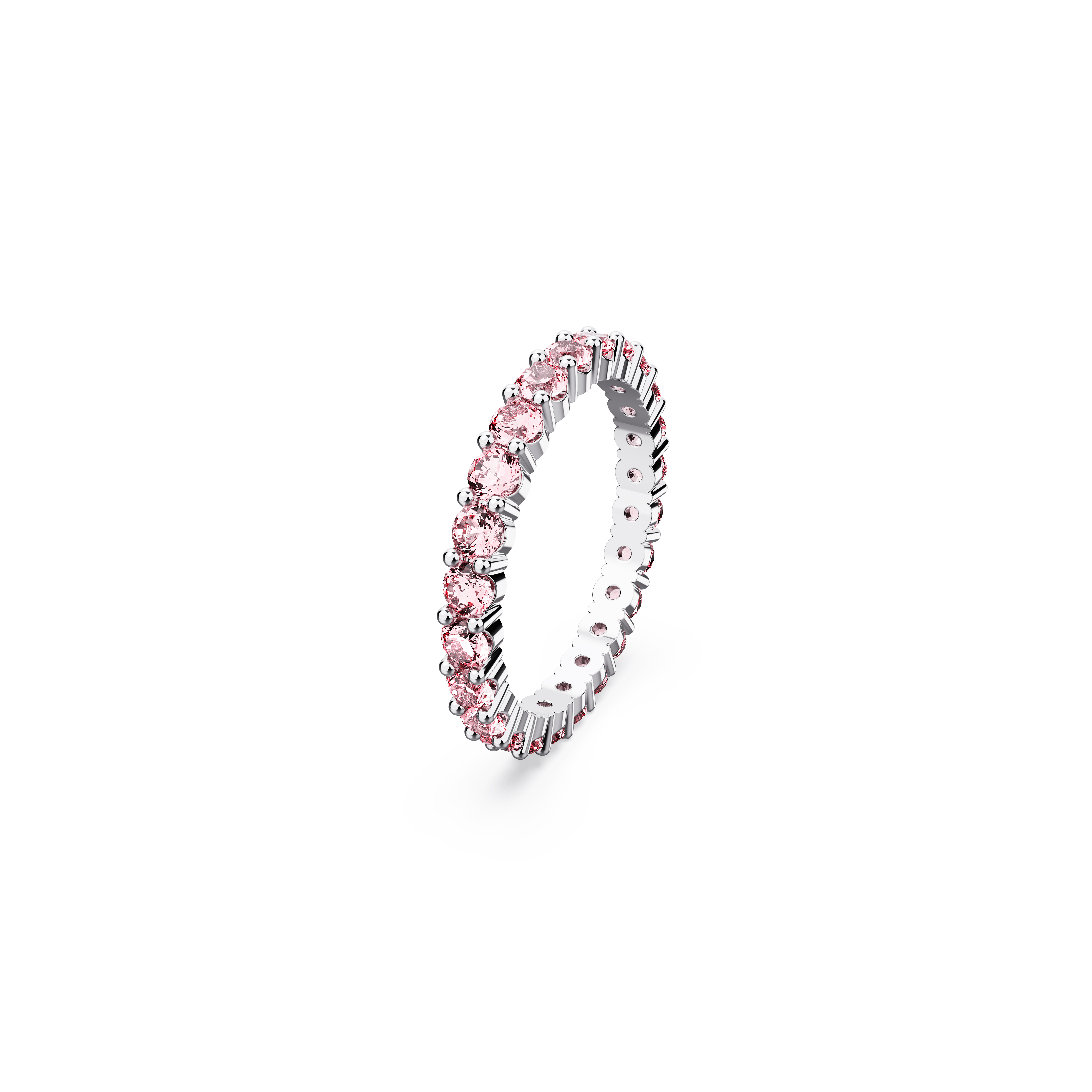 Gredzens, Apaļais griezums, Rozā, Rodija pārklājums Matrix Swarovski 2