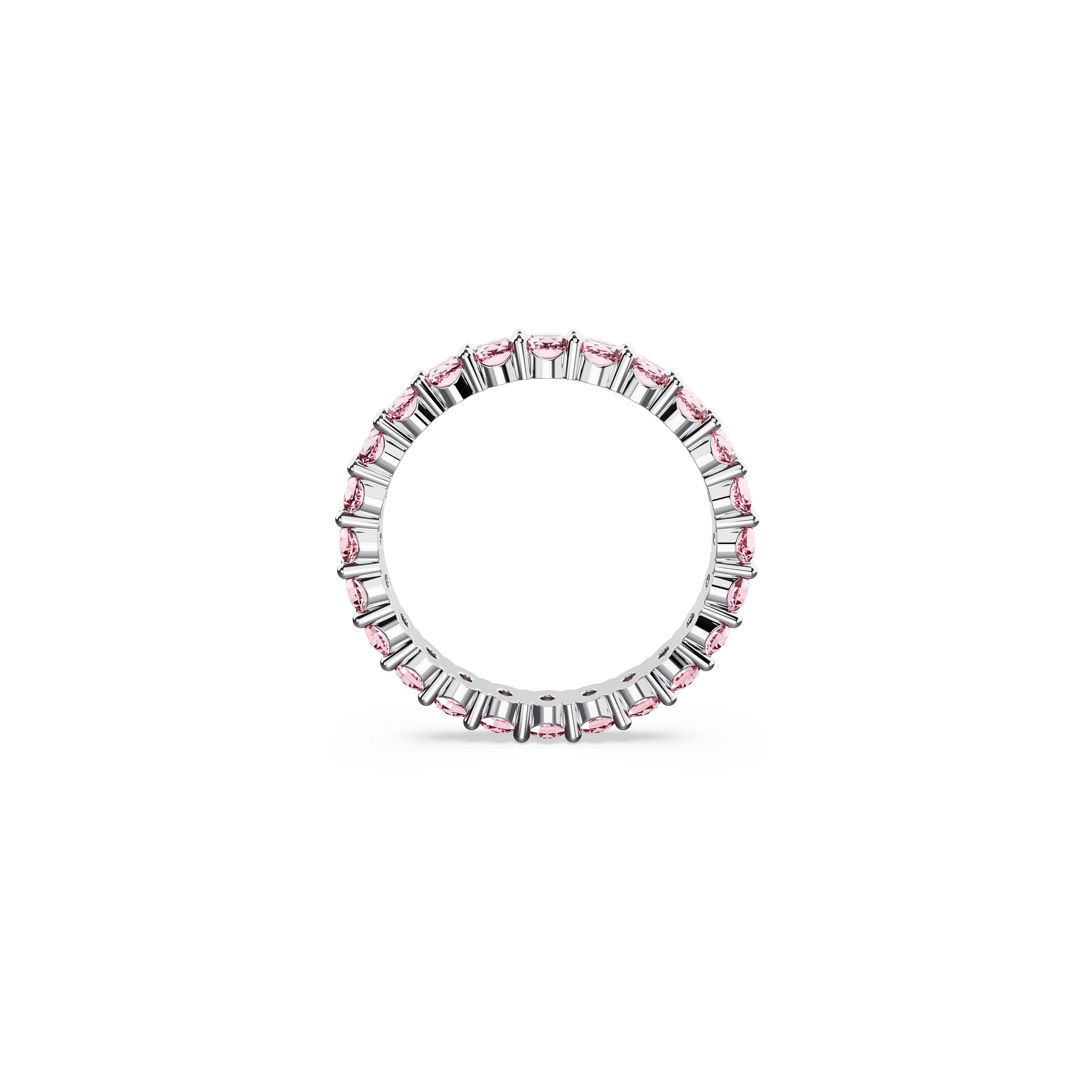 Gredzens, Apaļais griezums, Rozā, Rodija pārklājums Matrix Swarovski 4