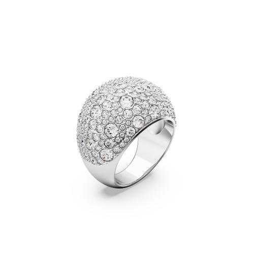 Cocktail ring, Moon, White, Rhodium plated
