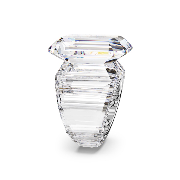Kokteiļa gredzens, Astoņstūra griezuma kristāli, Balts Lucent Swarovski 3