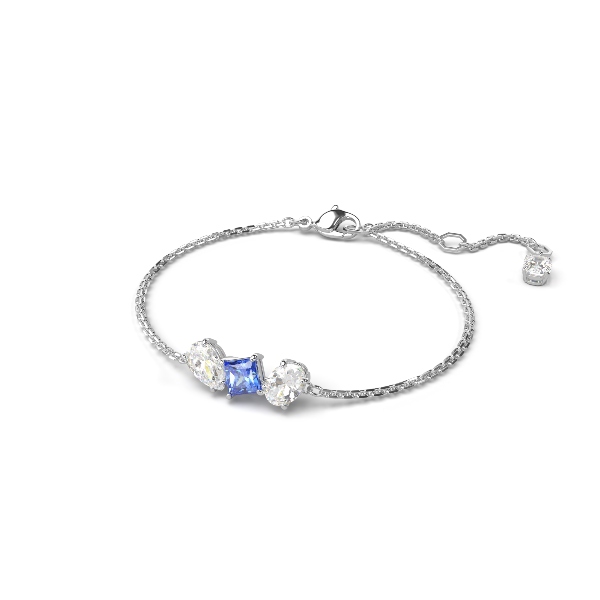 Браслет, Разные огранки, Синий, Родиевое покрытие Mesmera Swarovski 2