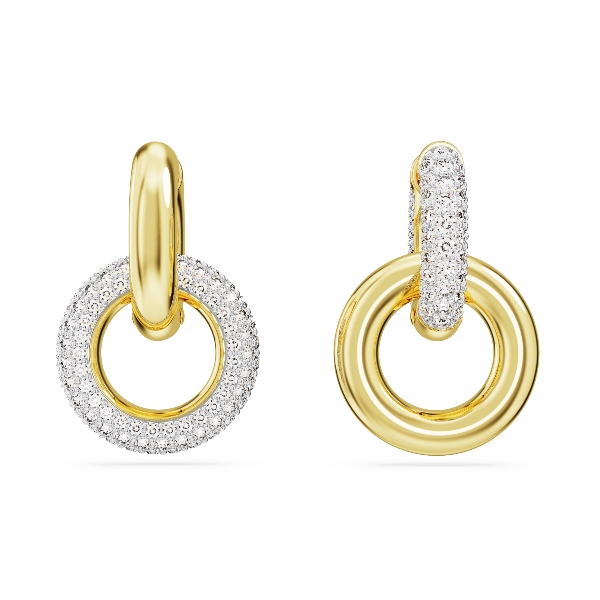 Auskari-rinķi, Vīta cilpa, Balts, Zelta toņa parklājums Dextera Swarovski 2