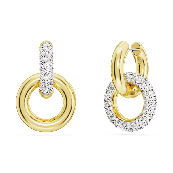 Auskari-rinķi, Vīta cilpa, Balts, Zelta toņa parklājums Dextera Swarovski 4