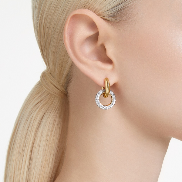 Auskari-rinķi, Vīta cilpa, Balts, Zelta toņa parklājums Dextera Swarovski 5