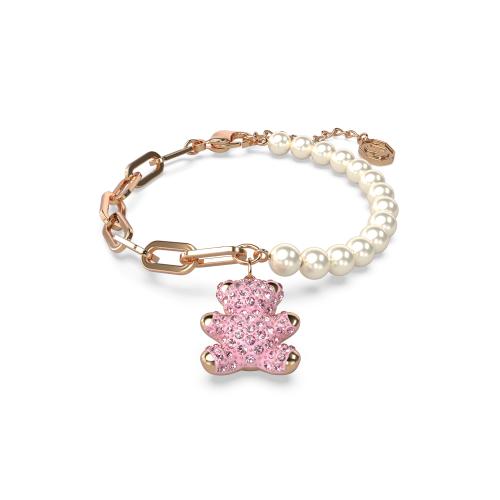 Браслет, Медведь, Розовый, Покрытие оттенка розового золота Teddy Swarovski