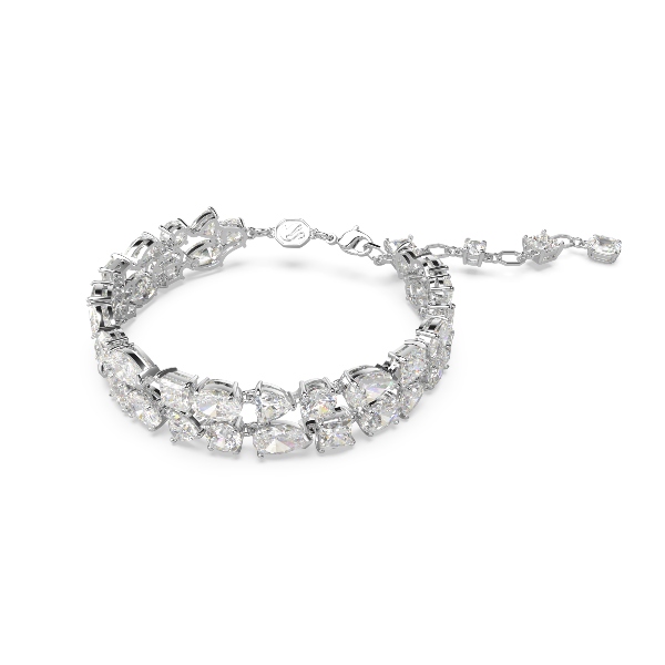 Браслет, Разные огранки, Белый, Родиевое покрытие Mesmera Swarovski 2
