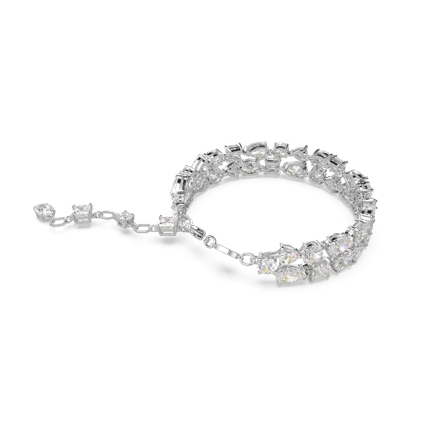 Браслет, Разные огранки, Белый, Родиевое покрытие Mesmera Swarovski 4