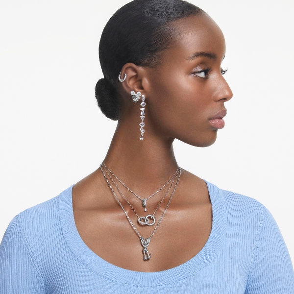 Kulons, Vīta cilpa, Balts, Rodija pārklājums Dextera Swarovski 3