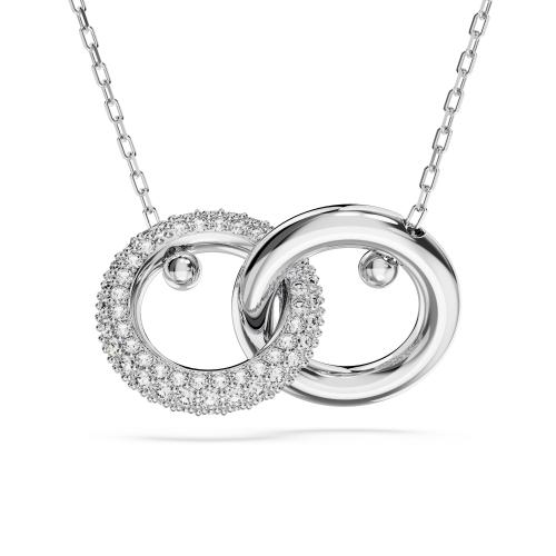 Kulons, Vīta cilpa, Balts, Rodija pārklājums Dextera Swarovski