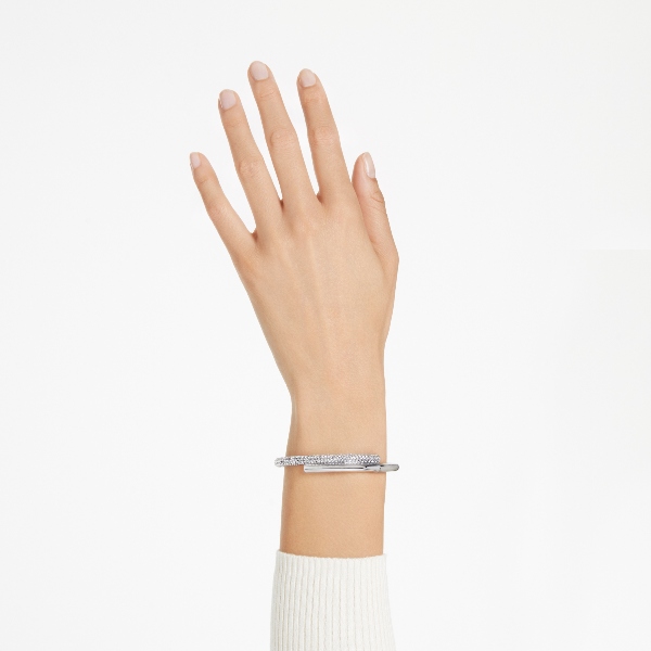 Жёсткий браслет, Белый, Родиевое покрытие Dextera Swarovski 2