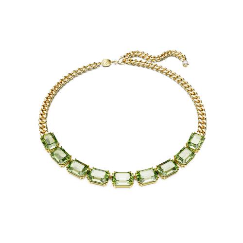 Necklace, Octagon cut, Green, Gold-tone plated Millenia Swarovski
